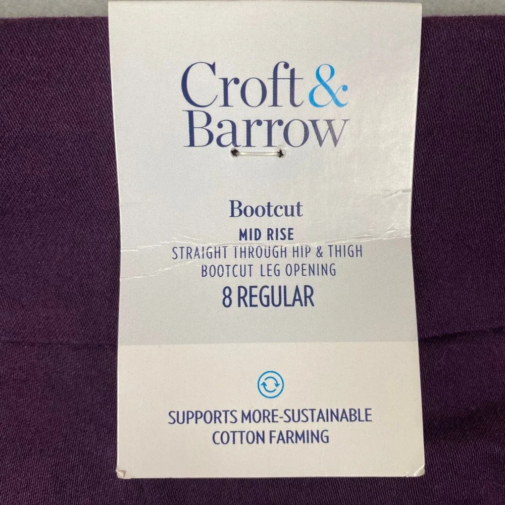 Croft & Barrow Effortless Stretch Mid Rise Bootcut Pants Womens 8 Purple NWT - Picture 5 of 12